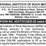 Recruitment Advertisement for positions at NIRM